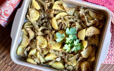 Carciofi e patate gratinati al forno